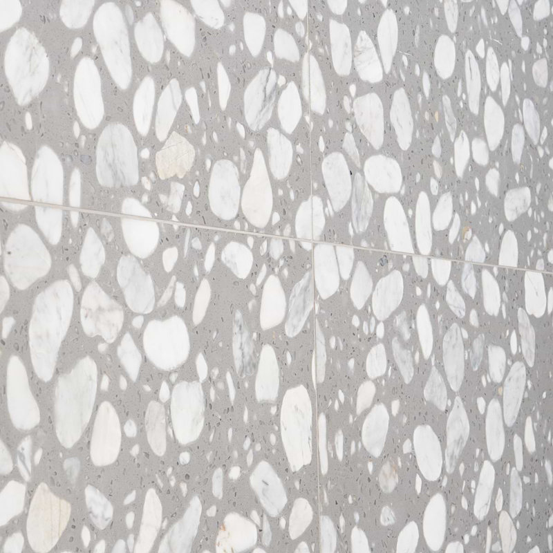 Terrazzo Italy Sacra 24x24 Honed Marble Tile, Sacra Grigio Gray