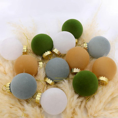 12 pièces de boules de Noël en velours, décorations d'arbre de Noël