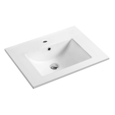 Lavabo de salle de bain rectangulaire encastré en céramique blanche avec trop-plein 24 po Dowell