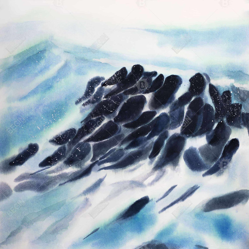 " Sea Waves With Paint Splash "