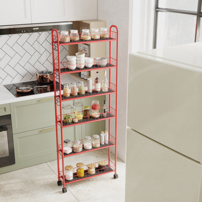 6-Tier Rolling Cart Gap Kitchen Slim Slide Out Storage Tower Rack With Wheels Bathroom Laundry Narrow Piaces Utility Cart