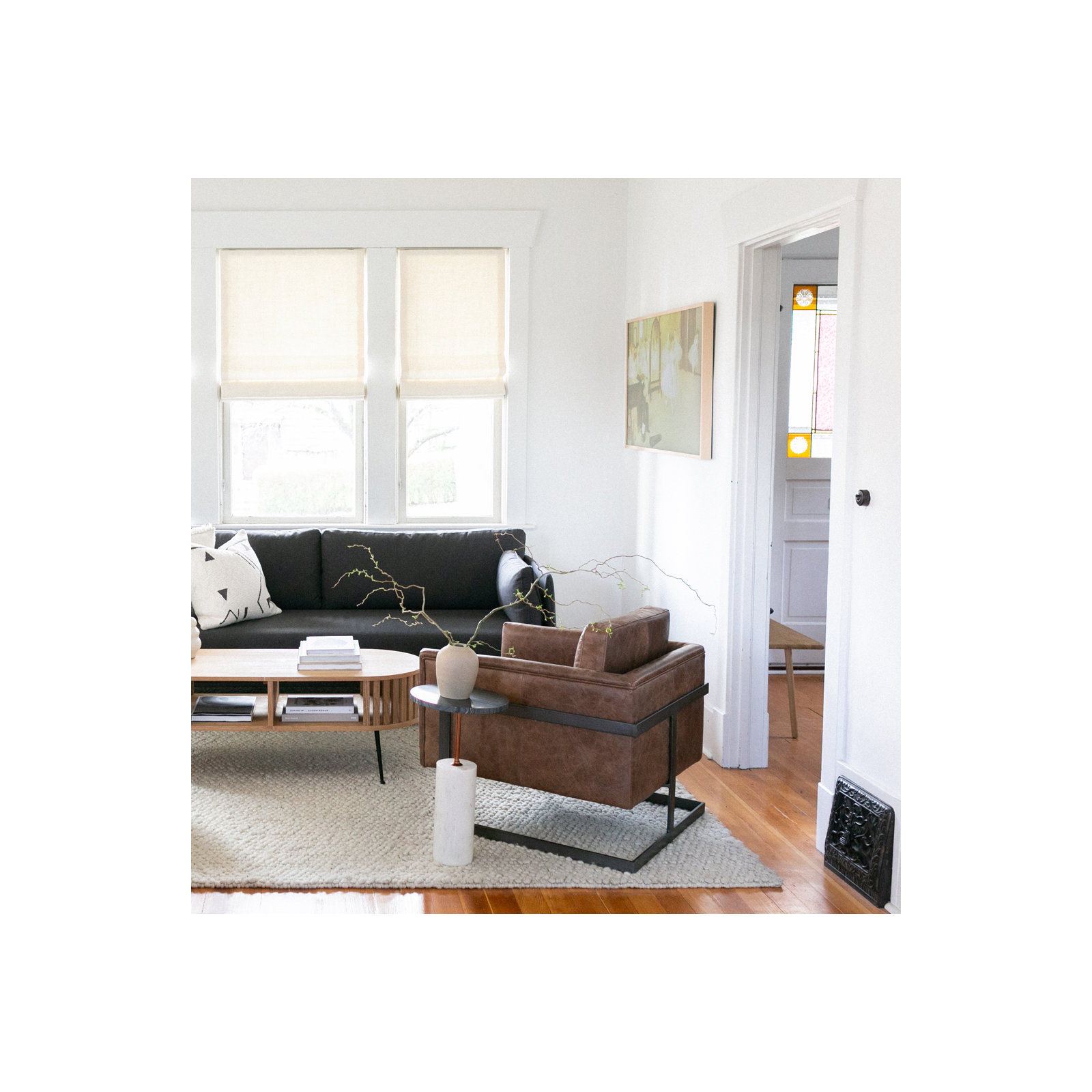 Oliver 27" Wide Armchair, Cappuccino Genuine Leather