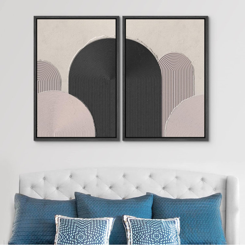 Décoration murale bohème foncé de style abstrait moderne Mid-Century, Noir, H 24 po x l 16 po