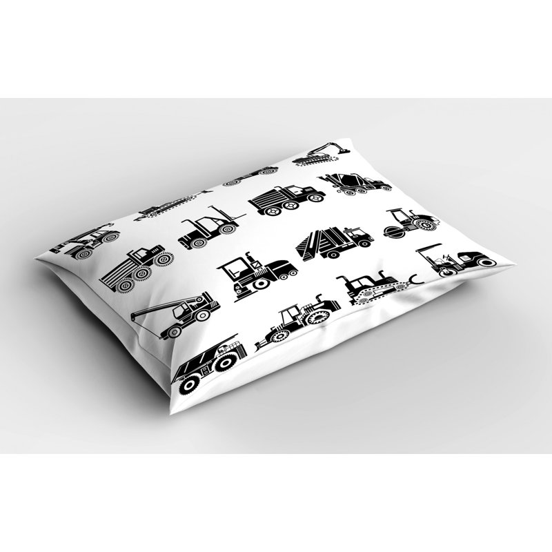 Black/White Poyester Microfiber Piece Sham, Twin