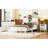 3-Pieces Bedroom Sets Full Size Farmhouse Platform Bed With Double Sliding Door Storage Headboard And Charging Station, Storage Nightstand And Dresser