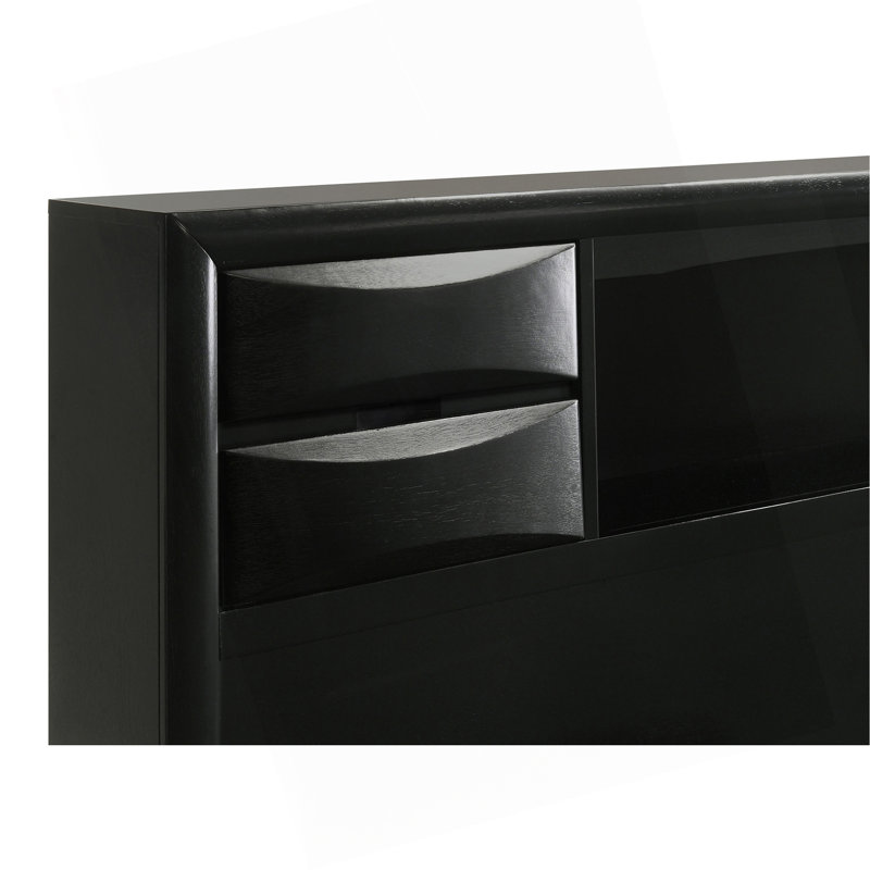 Grand lit de rangement noir Jazz