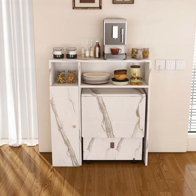 Multifunctional Folding Dining Table with Wall-Mounted Sideboard