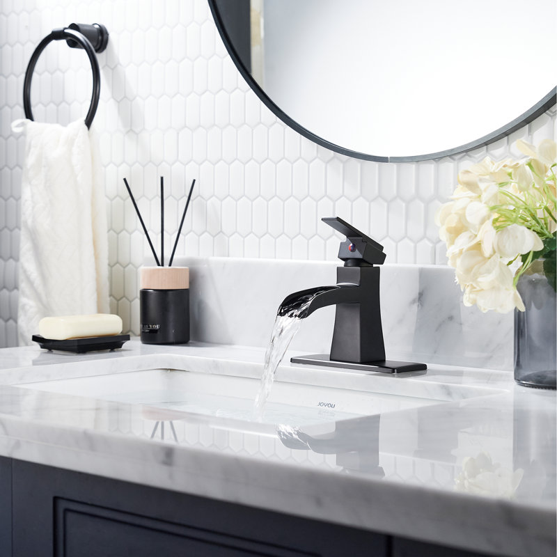 Single-hole Single-handle Bathroom Faucet With Drain Assembly, Matte Black