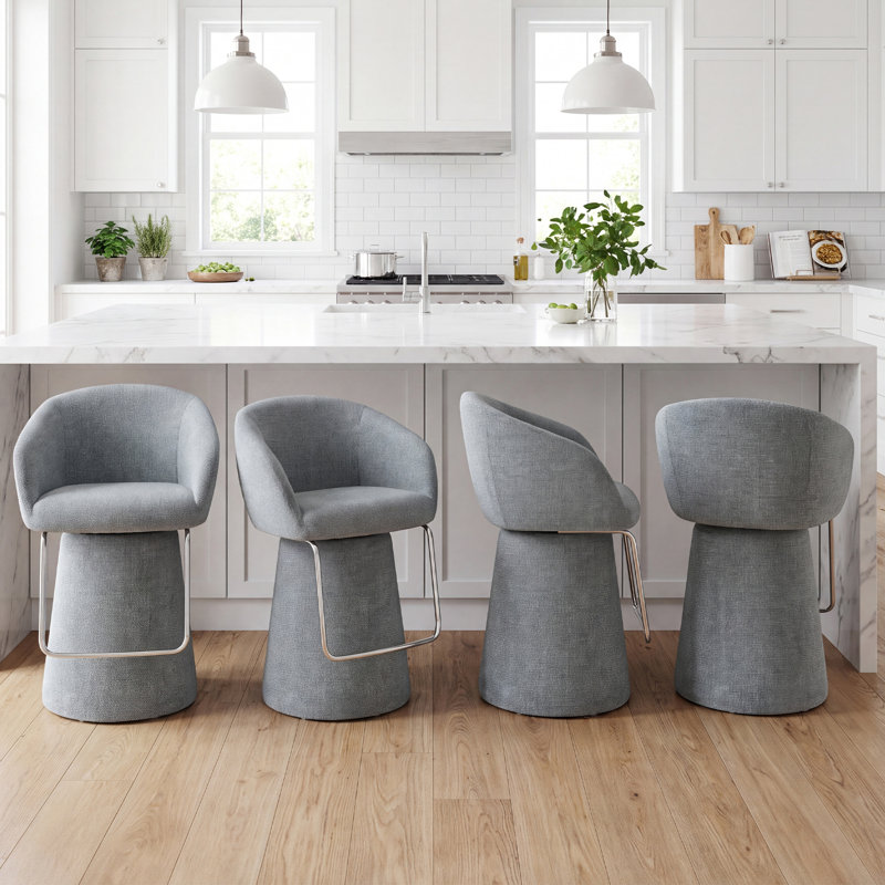 Tabourets de bar rembourrés Everly (4 pièces), Blue, 4