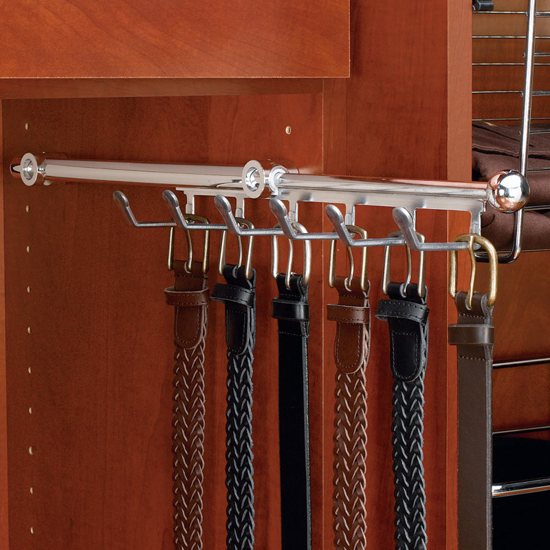 Rev-A-Shelf Pullout Rack Organizer for Belt, Tie, and Scarf Closet Storage, Chrome, 12 inch