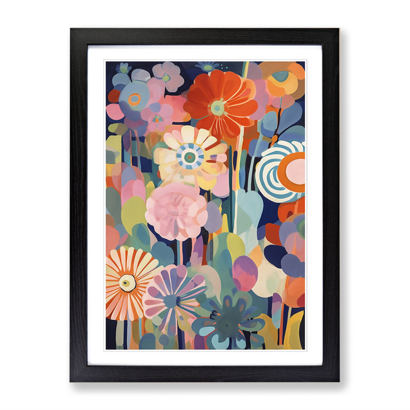 Orphism Flowers Vol.7 - Picture Frame Print, 64cm H x 46cm W x 2cm D, Oak