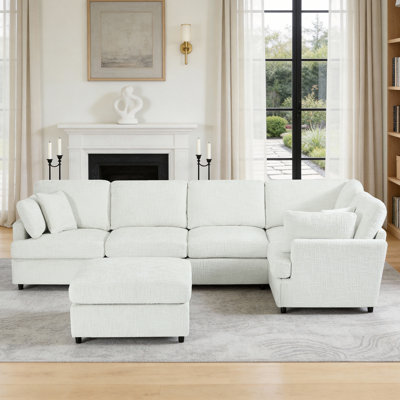 Canapé modulaire réversible 6 pièces avec repose-pieds amovible