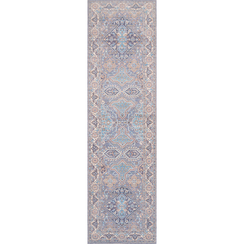 Tapis de couloir mauve clair / beige / bleu de haute qualité Ziegler 3000