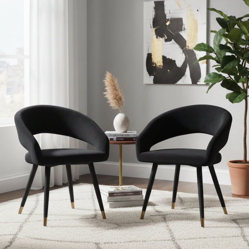 Chaise d'appoint en velours Boyuan, Noir