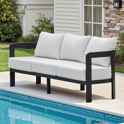 Aluminum 3-Person Patio Sofa With Thick Cushions