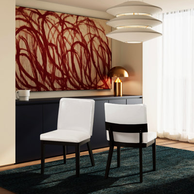 Conception adaptable pour les salles à manger à aire ouverte Chaises en cuir polyuréthane noir et blanc brillant Dispositions compactes et polyvalentes