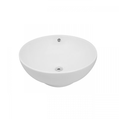 The Renovators Supply Inc. 16.5 " Vitreous China Circular Bathroom Sink and Overflow Hole