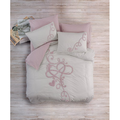 Premium Ranforce Single Quilt Cover Set, 63 x 87 (Duvet) & 63 x 94 (Flat Sheet) | 100% Cotton, Machine Washable, 145 Thread Count, Dark Blue & Light Grey, Envelope Pillowcase Closure, Elegant Design