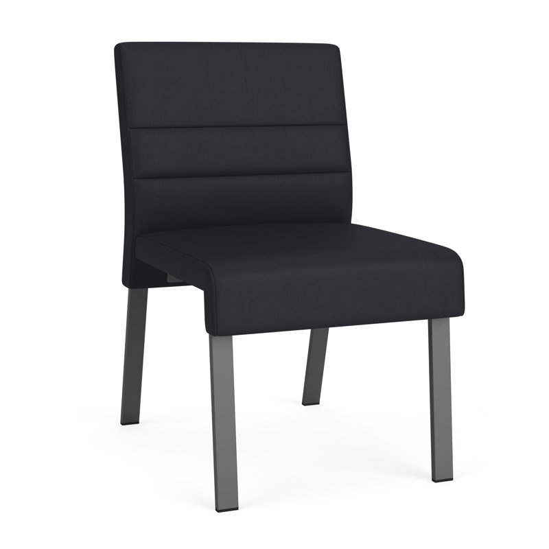 Chaise d'invité sans accoudoirs Waterfall, Gris anthracite, Vinyle noir Patriot Plus