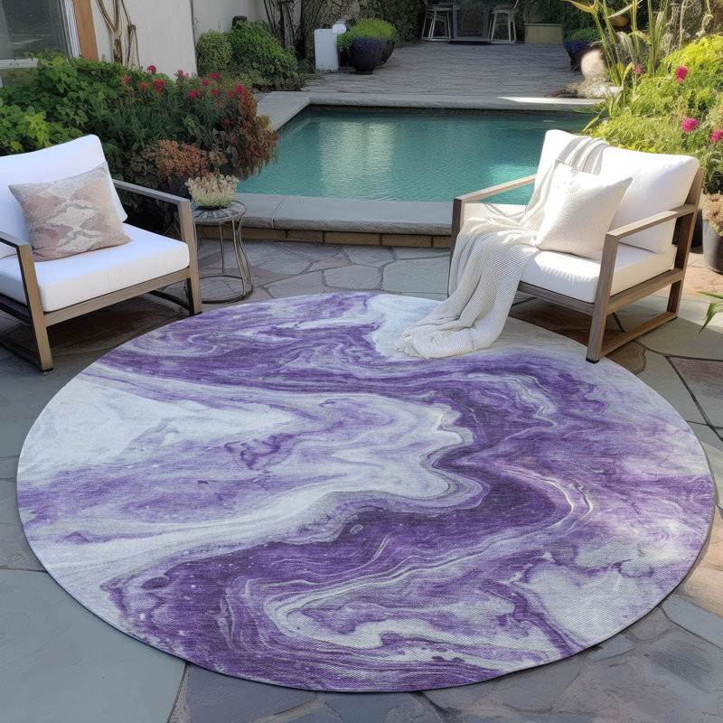 Tapis mauve intérieur / extérieur lavable à la machine Cinead ACN1706, Rond 8 pi