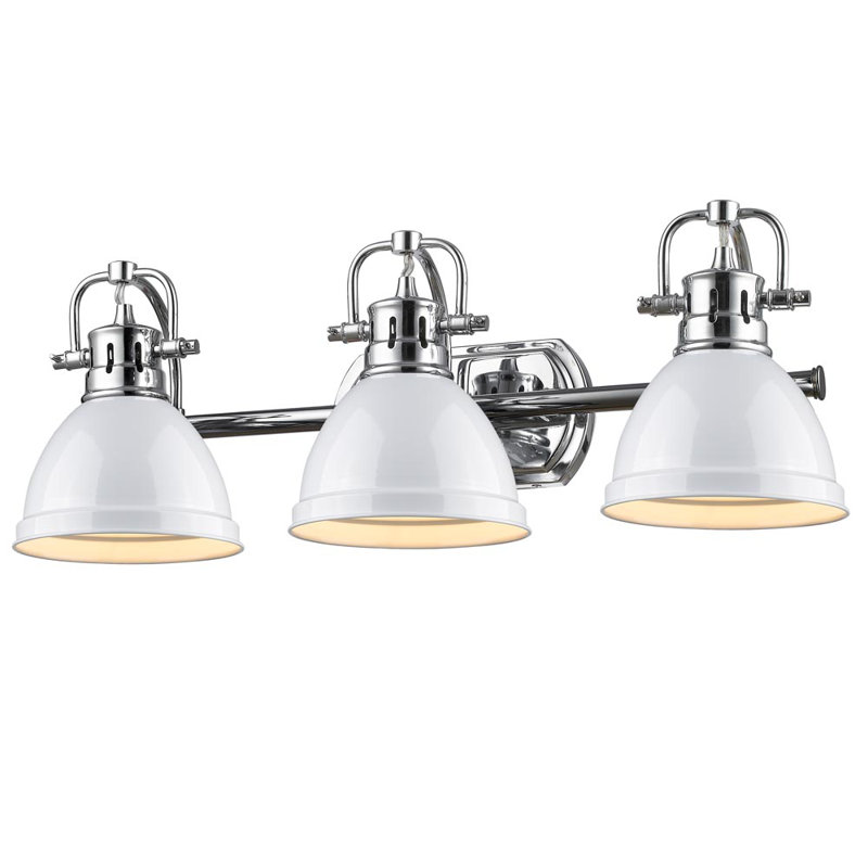 Drakeford Vanity Light, Chrome, White, 3 Lights