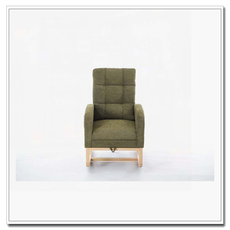 Chaise berçante avec pieds en bois massif, Cyan