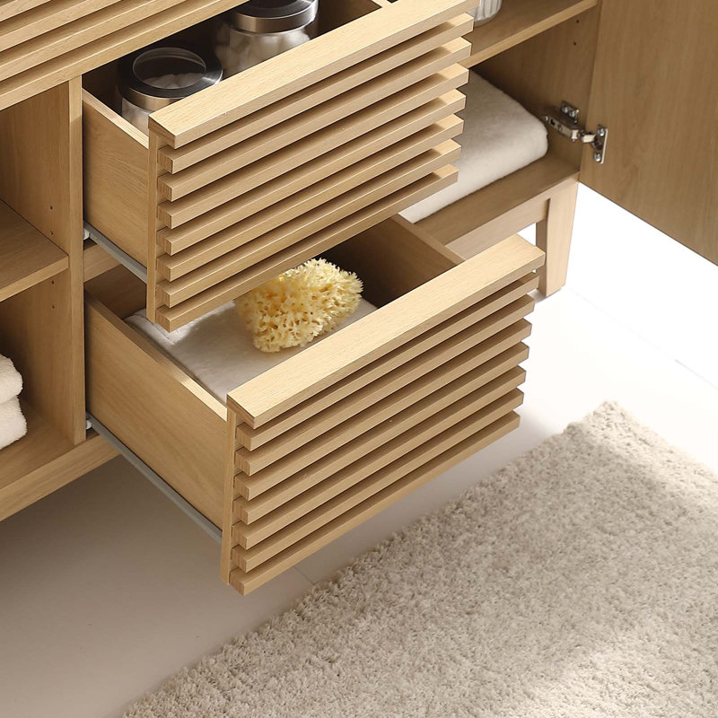 Render Oak 48" Mid-Century Modern Double Bathroom Vanity Cabinet