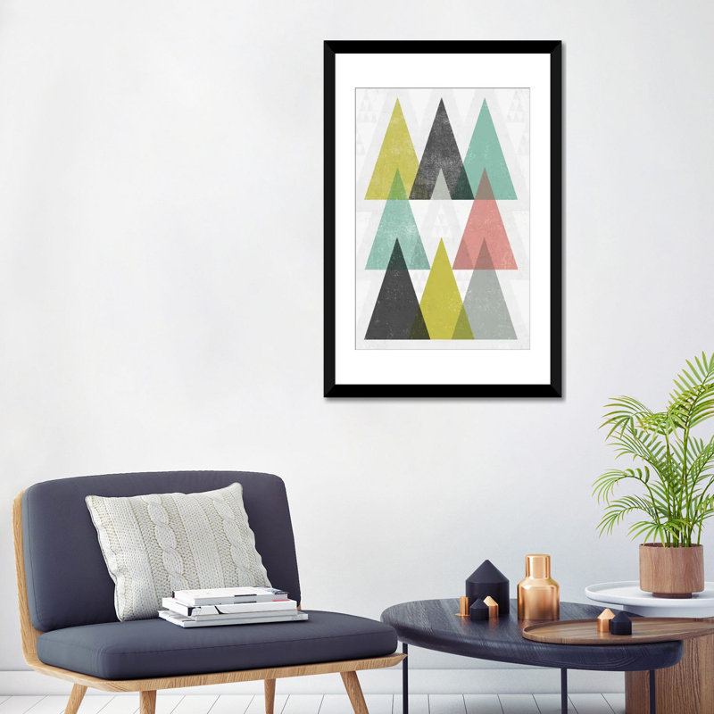 " Mod Triangles IV " by Michael Mullan, 32" H x 24" W x 1" D, Wrapped Canvas, White