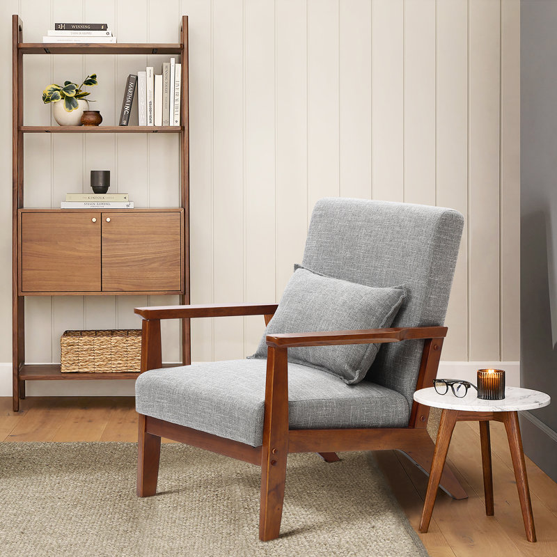 Jannatul Upholstered Armchair With Pillow and Wood Legs