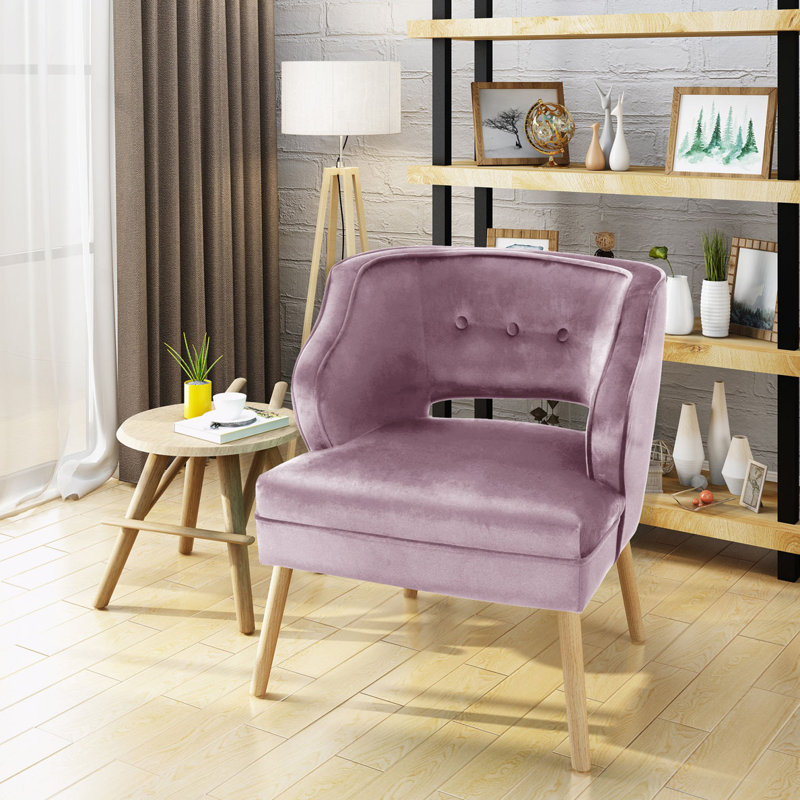 Chaise d'appoint Ballentine Mid-Century, Velours mauve lavande