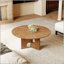 Table basse 31,5 pouces ronde en placage de bois de frêne rustique pour petits salons avec base en panneau de fibres à densité moyenne durable