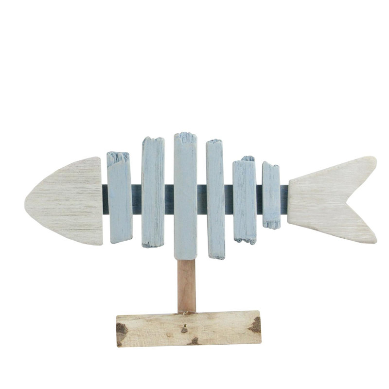 Décoration de table 11,25 po Nautical White and Blue Driftwood