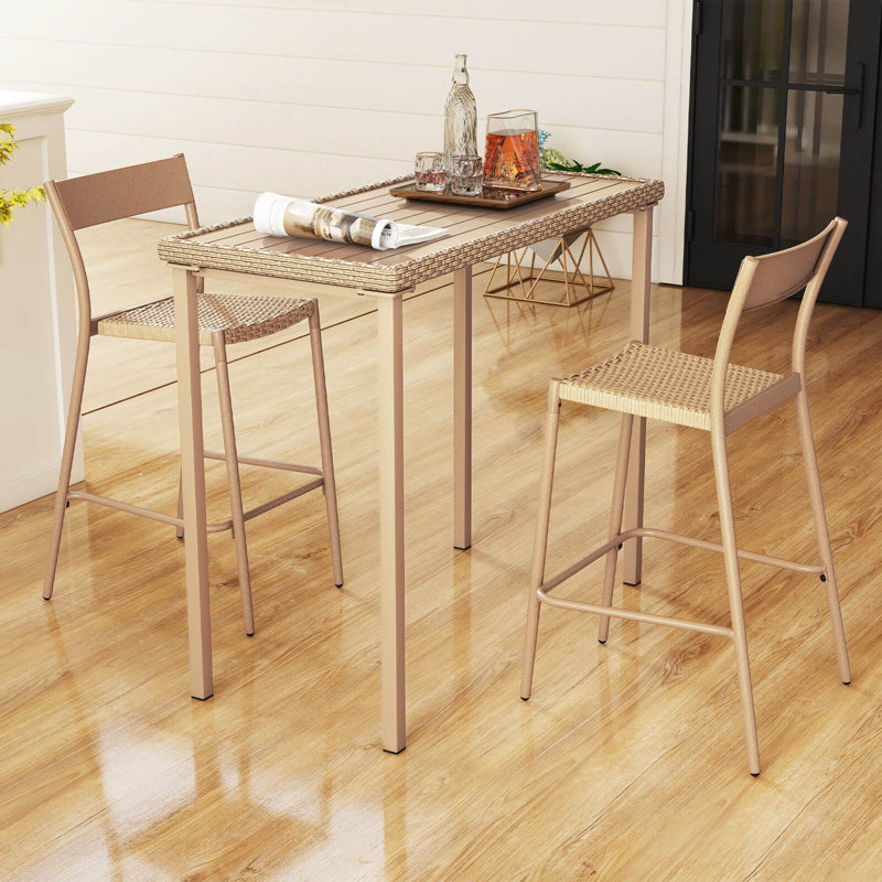 48" Outdoor Counter Height Table Patio Bar Table Heavy Duty Rectangle Metal Frame
