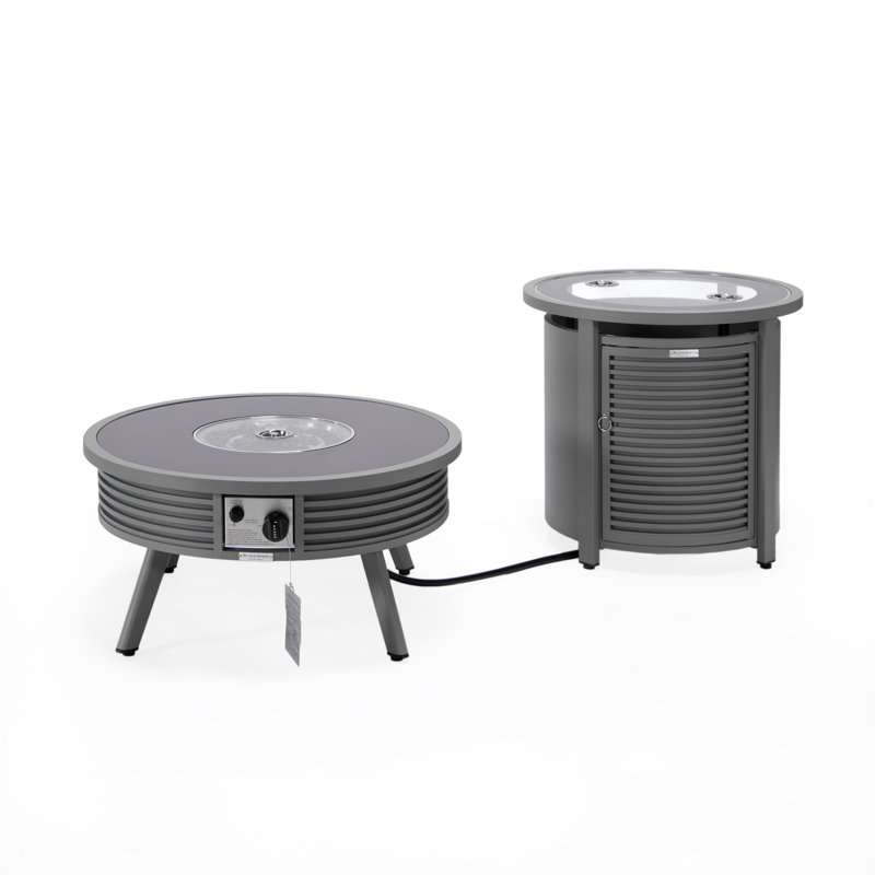 Table de foyer d'extérieur au propane avec couvercle H 20 po x l 29 po Walbrooke, gris
