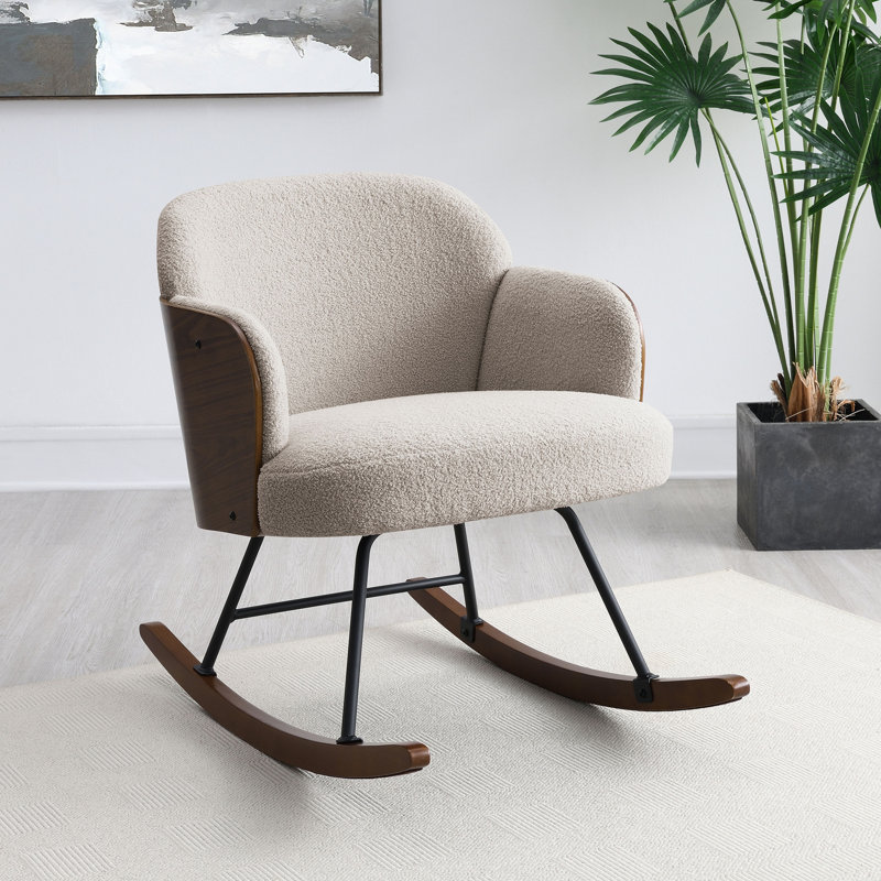 Chaise berçante rembourrée Valera, Beige, Beige