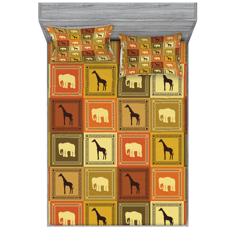 Microfiber Geometric Sheet Set, Queen Sheet Set with Fitted Sheet