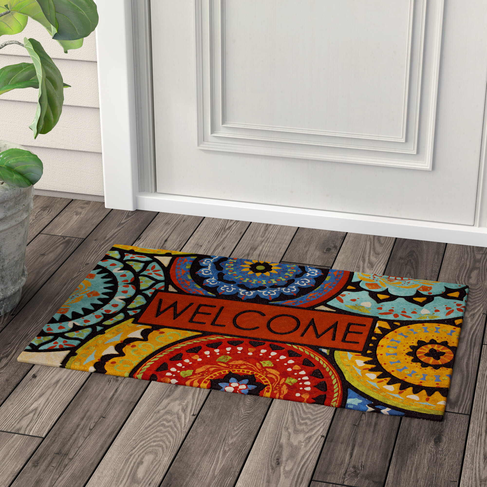 Winston Porter Ahriella Natural Flocked Coir and Rubber Large Door Mat,  Thick Durable Doormats & Reviews