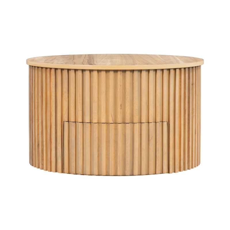 Table basse à plateau relevable 29,8 po avec rangement caché cannelé pour salon brun clair, Marron clair