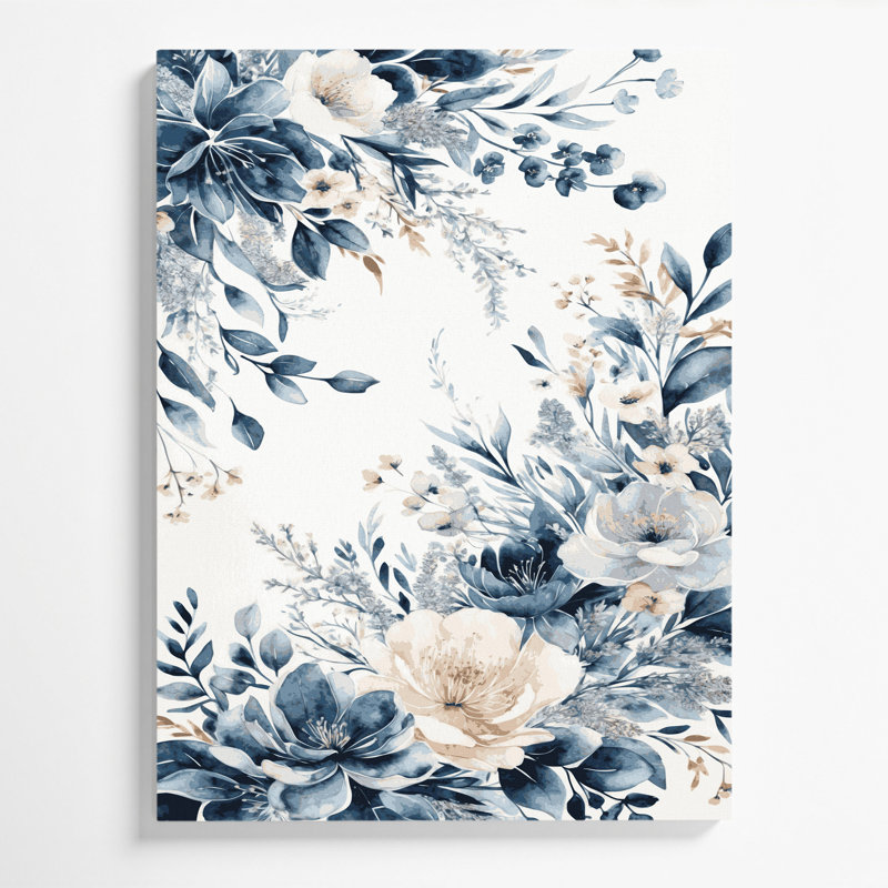 Aquarelle, art floral sur toile beige, H 12 po x l 18 po