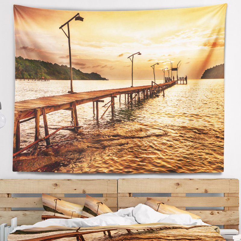 Tapisserie paysage marin sur la mer brune, H 32 po x l 39 po