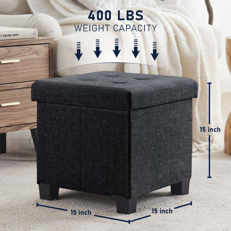 Cube carré pliable Pehrson, Noir