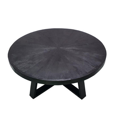 Wooden Round Coffee Table 39.4"x39.4x17.7" Black