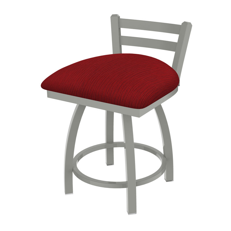 Tabouret de coiffeuse Jackie, Nickel anodisé, Tissu-graphique rubis