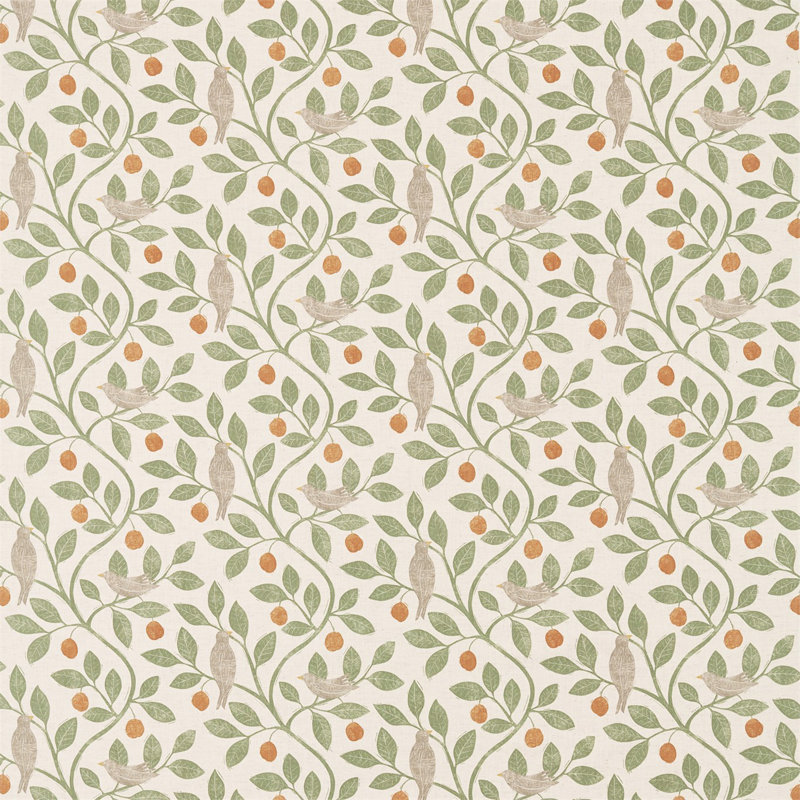 Damson Tree Fabric, Brick/Fennel