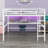 Metal Loft Bed With Power Outlet And LED Lighted, Space-Saving-1093811315