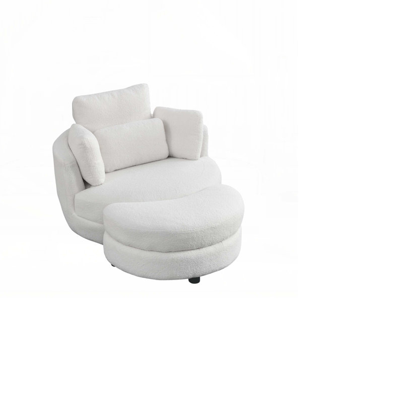 Fabric Upholstered Club Chair with Wood Legs, Ivory