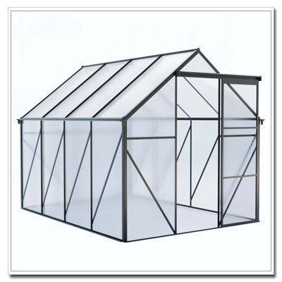 Serre en polycarbonate surélevée de 6 x 10 pi et serres en aluminium robustes pour une cour extérieure en toute saison