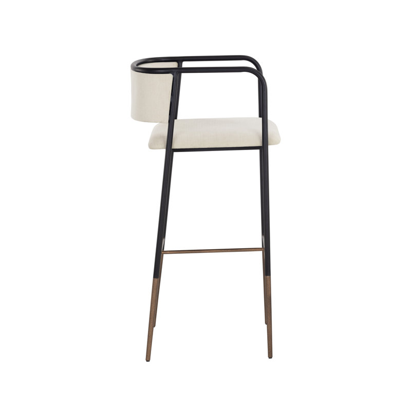 Brenan Upholstered Stool with Metal Frame, Bar Stool (29.5” Seat Height), Brown