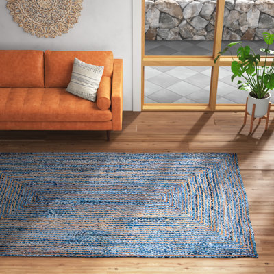 Demar Handmade Flatweave Blue/Natural Area Rug