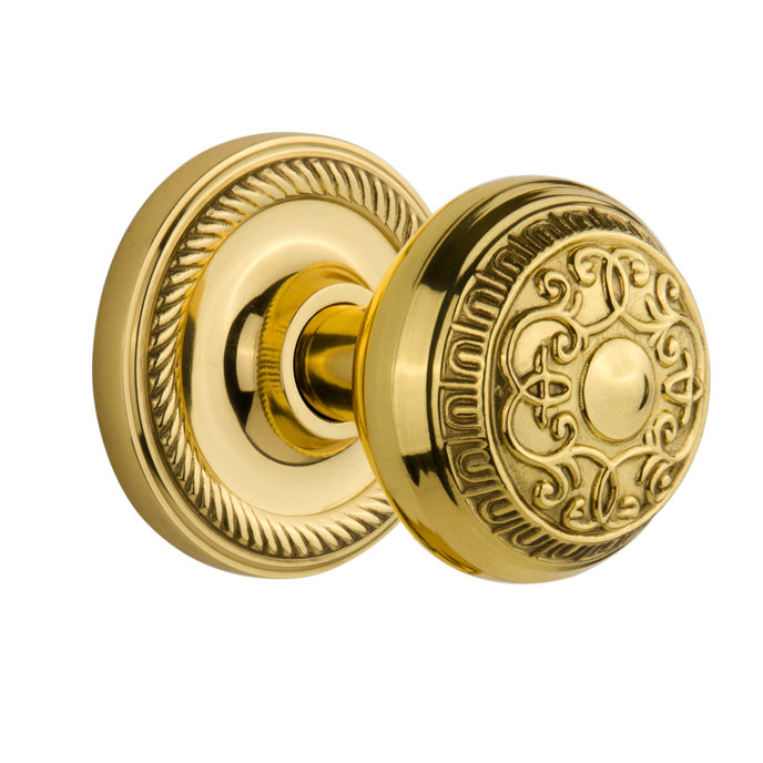 Rosette en corde avec bouton de porte œuf et fléchettes, Laiton poli